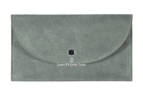 Ladies Envelope Wallet Cow Suede Leather Hand Clutch Slim Snap Stud Mobile Purse - Picture 21 of 38