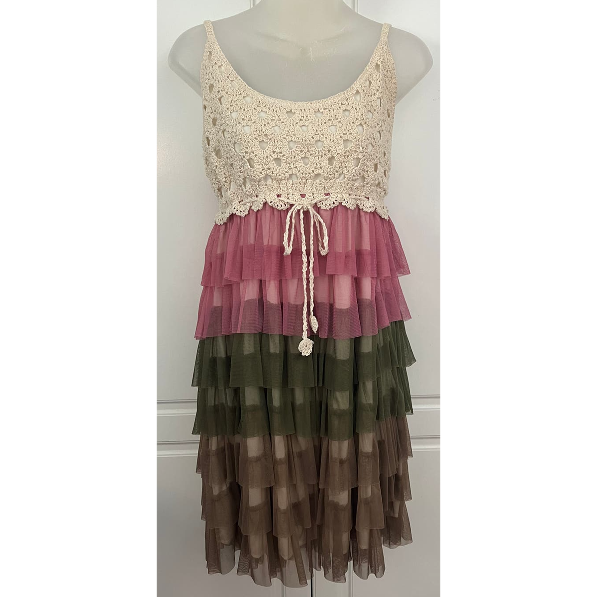 J. Gee Women's Boho Crochet & Tiered Dress Size L | eBay