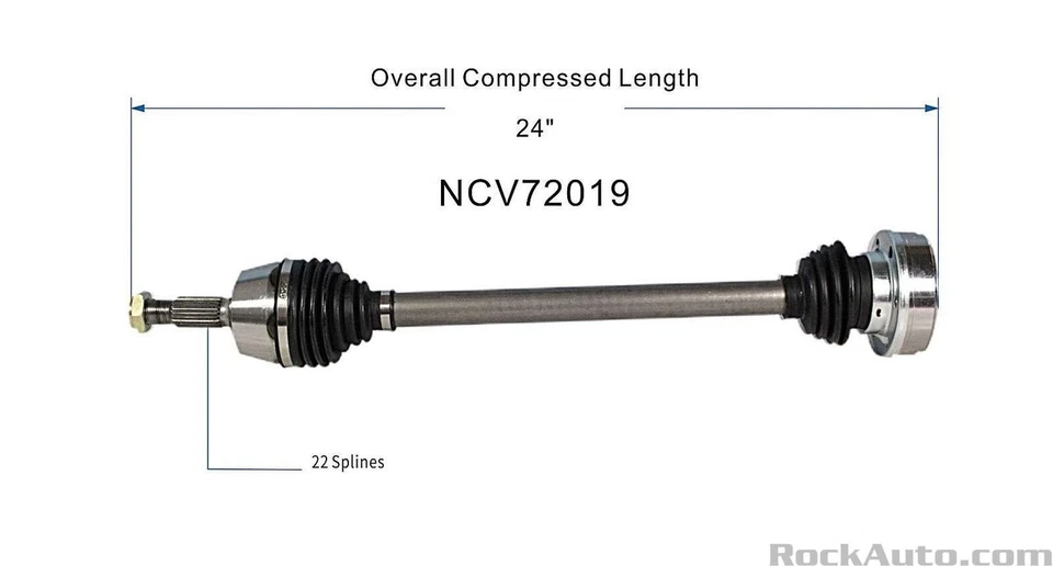 NCV72019 ~ Conjunto de eje Carquest Premium CV para Volkswagen y Audi Fox Foto 2 de 4