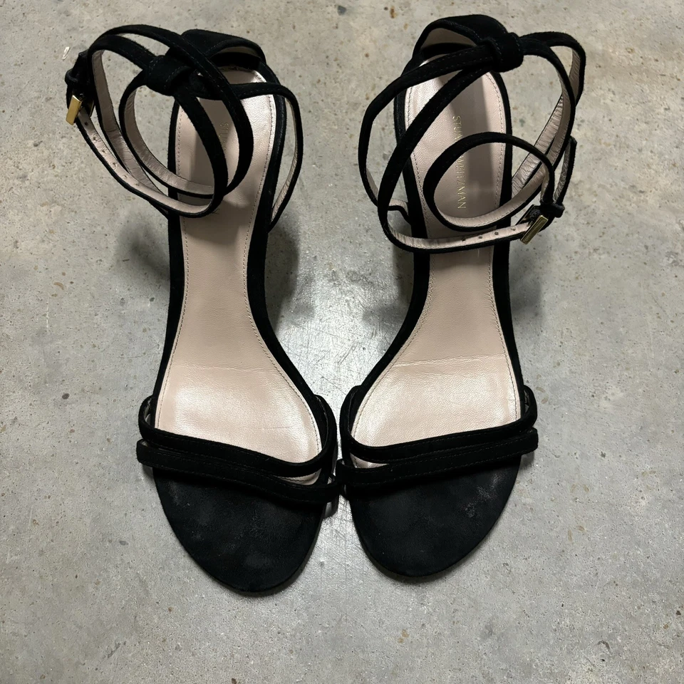 Tacones de aguja Stuart Weitzman Lexie de gamuza negros con tiras para mujer 6 Foto 2 de 4