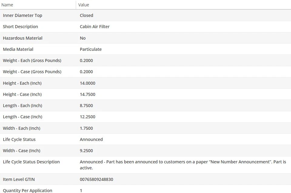 Filtro de aire de cabina WIX para TOYOTA SIENNA 2007-2010 V6-3,5 L Foto 4 de 4