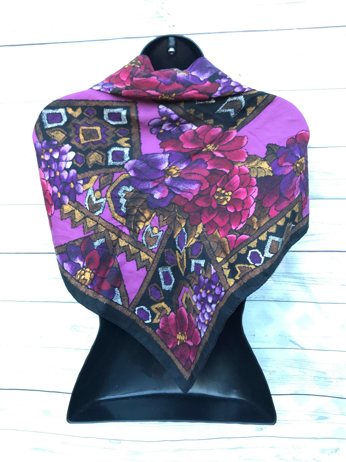 Adrienne Landau Studio Women’s Flowered 100% Silk Wrap Kerchief L33” W35”