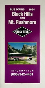 1994 Gray Line Bus Tours Black Hills Mount Rushmore Parks SD VTG Travel Brochure
