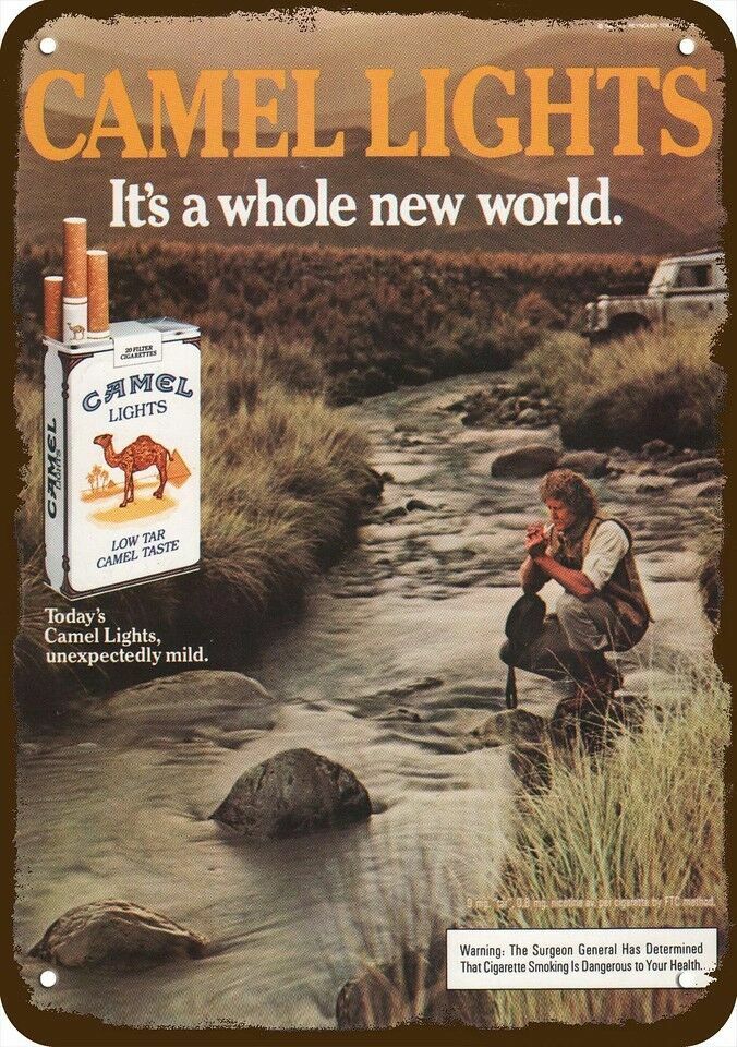 1984 Camel Man Smokes CAMEL Cigarettes Vintge-Look DECORATIVE REPLICA METAL SIGN