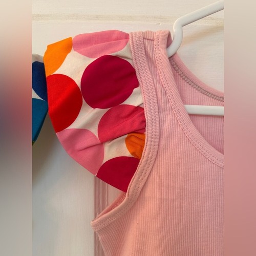 Two BNWT Handmade Tanks with Polka Dotted Cap Sleeves in Girls Size 8 - Picture 6 of 8