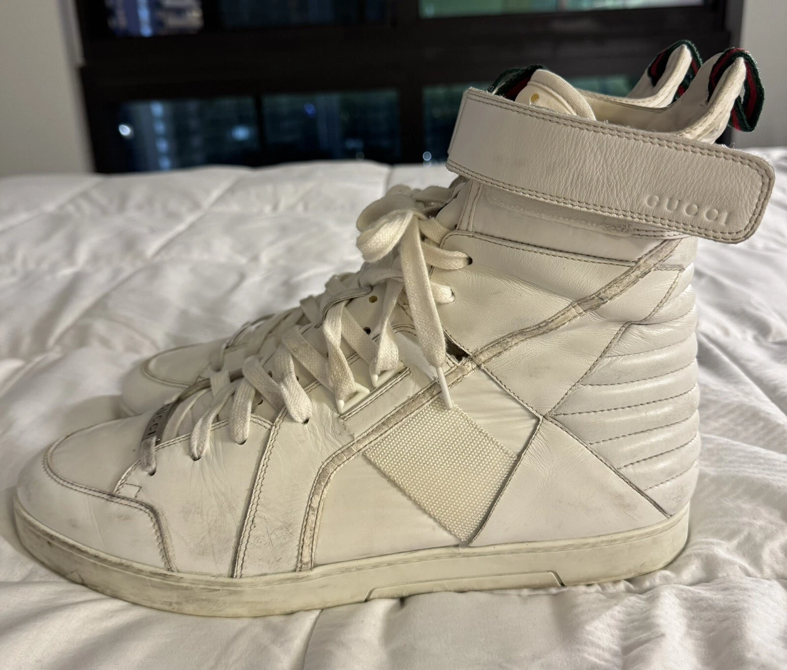 Baskets montantes Gucci blanches 10,5 G homme US 11 IT 44 rare époque Tom Ford