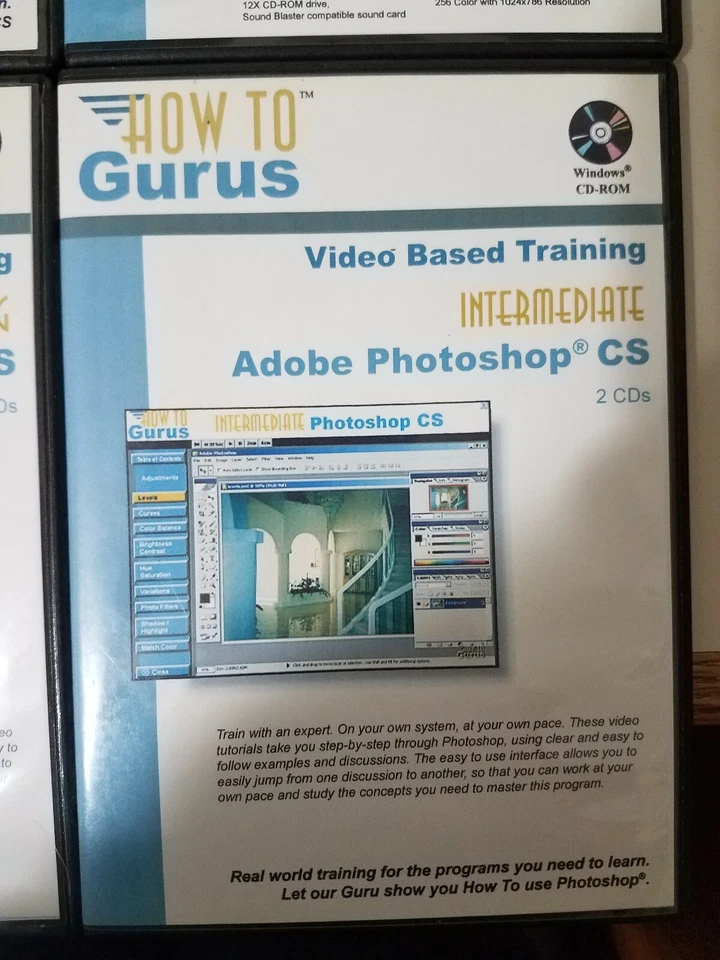 Cómo Gurus Video Basado Entrenamiento CD Rom Adobe Photoshop CS Windows Lote Avanzado Foto 4 de 4