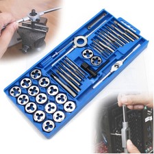 40PCS Tap and Die Set Metric Size Standard M3 to M12 Threading Tool Threads Bits