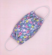 Cotton Face Mask With Filter Pocket Washable Handmade Purple Plum Flower Pattern