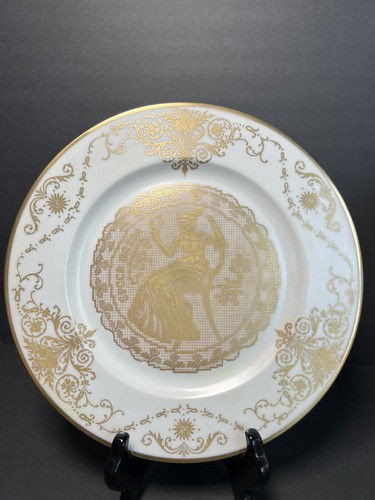 Heinrich & Co Selb Bavaria gold trim Roman style dinner plate ca.1930 set of 2 - Picture 6 of 16