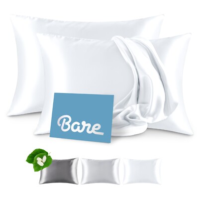 Bare Home 100% Mulberry Silk Pillowcase Set for Hair and Skin - Hidden Zipper