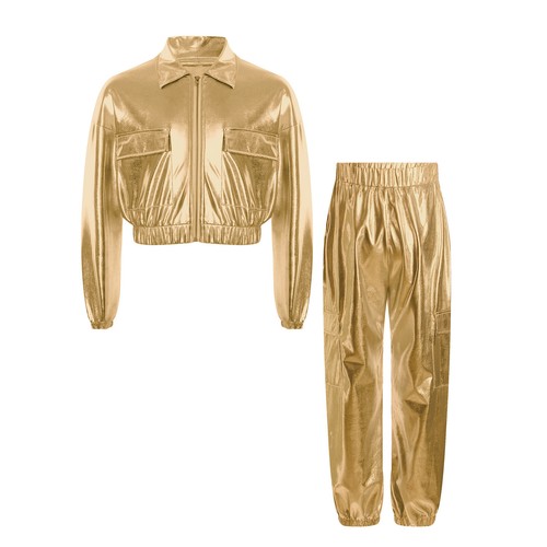 Unisex Kids Dancewear Ballroom Sweatsuit Shoot Outfits Athletic 2 Piece Set Top - Picture 25 of 143