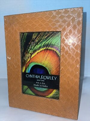 Cynthia Rowley Picture Frame Holds 4x6  Photo Orange Enamel Made in India