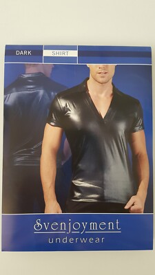 Poloshirt schwarz glänzend Wet-Effekt Svenjoyment Größe L