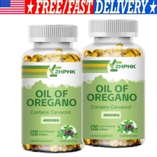 4000mg Oregano Oil Capsules Contains Carvacrol Herbal Supplement 240 Softgel