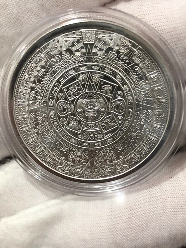 1 oz. Golden State Mint Fine Silver Round Aztec Calendar .999 IN A CAPSULE