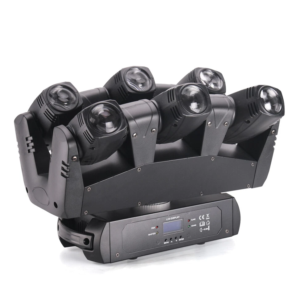 6 Eye 10W LED Moving Head Stage Light RGBW DMX Beam Wash Lighting DJ Disco Party - Image 2 of 4