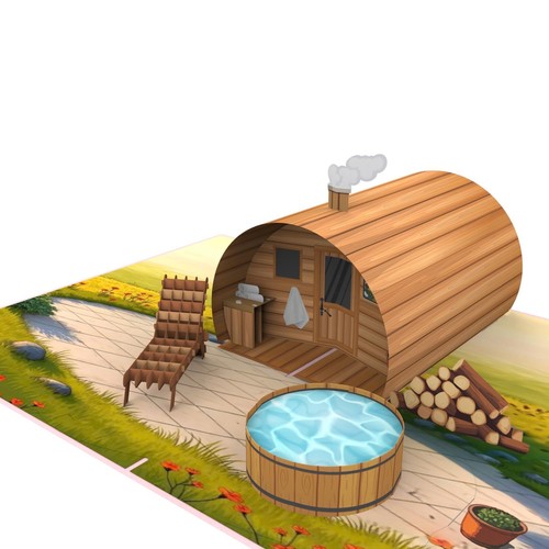 ® Pop-Up Karte Sauna - 3D Karte Wellness & Spa für Mann und Frau - Wellness G...