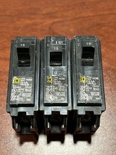 Homeline HOM115 1 Pole 15 Amp 120 240V AC Plug In Square D Breaker  Lot of 3 