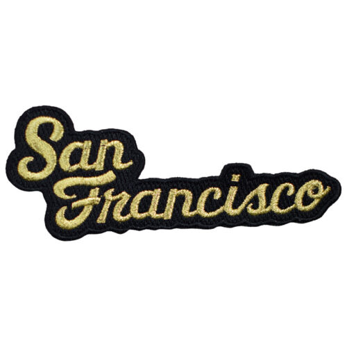 San Francisco Patch -  California, Gold/Black SF Script Badge 4-5/8" (Iron on) - Afbeelding 1 van 1