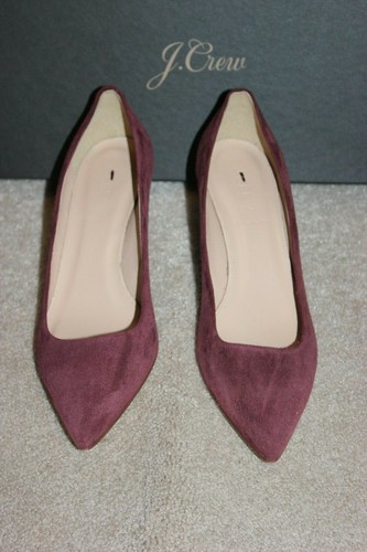 $198 J Crew Dulci Suede Kitten Heels Shoes Size 8.5 Burgundy A9758 office work - Picture 2 of 6