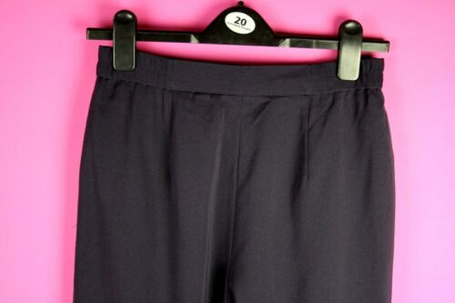 VINTAGE 90s Navy Blue High Waist Smart Pleat Crop Dark Capri Trousers Pants S 10 - Picture 9 of 11
