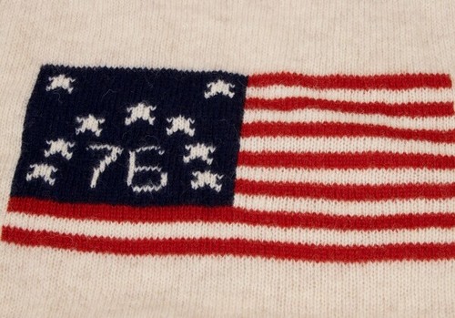 Papas Flag Design Knit Cardigan Size M-L(K-136659) - Picture 2 of 12