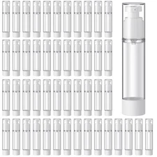 60pcs Clear Airless Pump Bottles 1.7oz Travel Size Refillable Lotion Dispensers