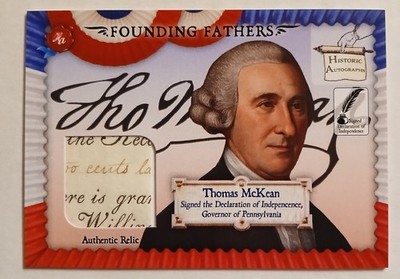Thomas McKean 2025 Historic Autographs Founding Fathers Touched Relic /400