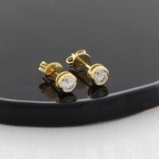 Wert 1630 € Solitär Brillant Ohrringe (0,34 carat) in 750 18 Karat Gelb Gold