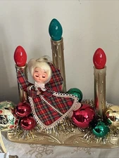 Christmas Light Candolier Window Candle Retro Blonde Angel Kitsch Vintage Decor