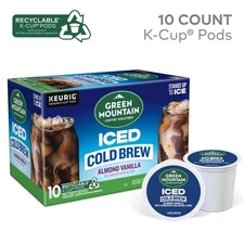 10 Green Mountain Iced Cold Brew Coffee Roasters Almond  Vanilla Keurig K-Cup