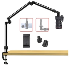 Overhead Camera Mount Desk Stand, Bearing 18Lb, Base& Top 360° Adjustable