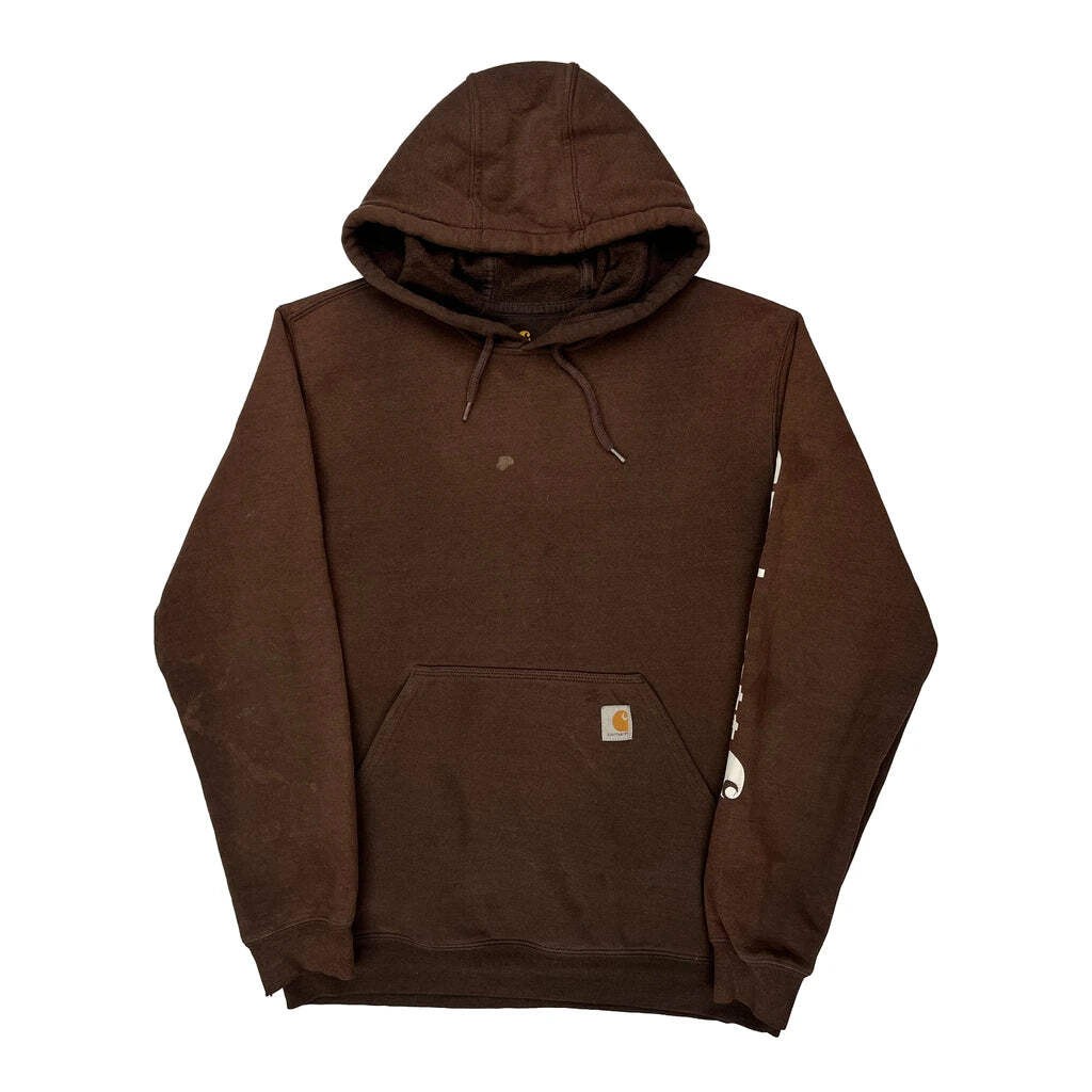 Carhartt Spellout Hoodie - Medium Brown Cotton Blend