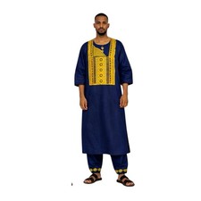 Mens African Grand Boubou Agbada Dashiki Kaftan Set Embroidered Traditional Outf