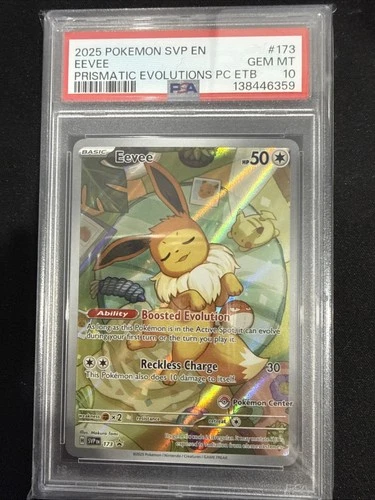 2025 POKEMON SVP PRISMATIC EVOLUTIONS POKEMON CENTER ETB PROMO #173 EEVEE PSA 10