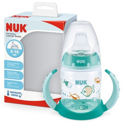 NUK First Choice+ Trinklernflasche 150ml 6-18M BPA-frei Temp. Anzeige Grün