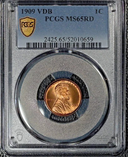 1909 VDB Lincoln Cent, PCGS MS65 Red, Beautiful Satiny Luster