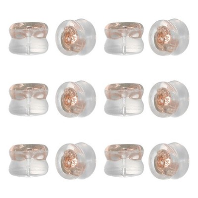 12pcs Earring Backs, Silicone Clear Earring Backs Replacement Kit, Rose Gold