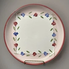 Linens N Things Dinner Plate Pink Pateli Blue Flowers Caleca Italy 11.25”