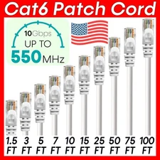 White Cat6 Cable Ethernet Cat6 Patch Cord Internet Router Network Wire RJ45 LOT