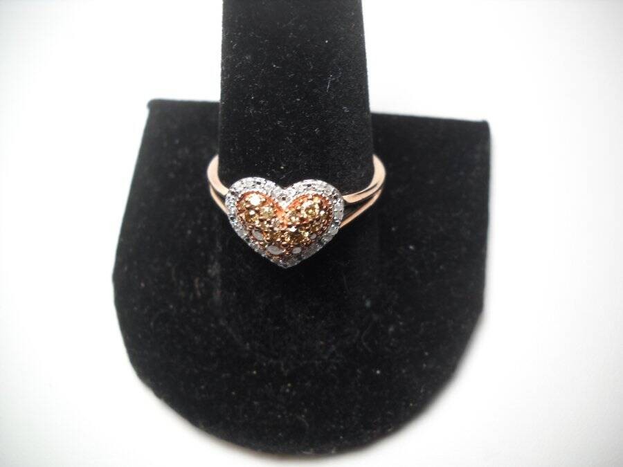 Affinity Heart Ring Champagne and Clear Diamonds … - image 3