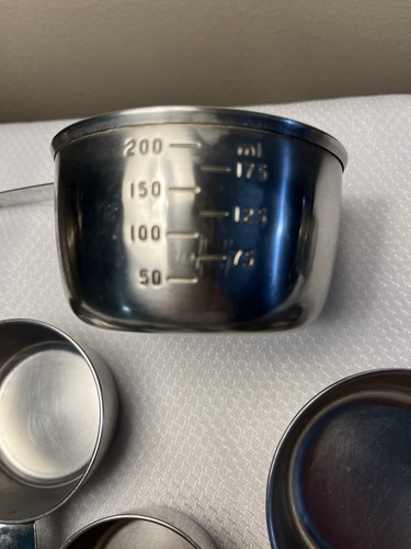 Vintage Foley Logo Edelstahl Messbecher 1/4, 1/3, 1/2, 1C +1/8 Japan - Bild 4 von 9