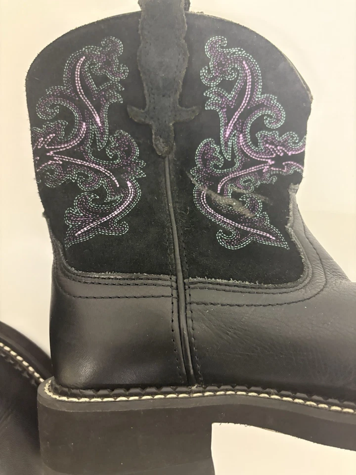 Botas Ariat Fatbaby Heritage Talla 6B Negro Púrpura Costura Interior Peeling Foto 2 de 4