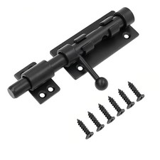 4 Inch Slide Bolt Gate Latch, Heavy Duty Matte Black Stainless Steel Lock