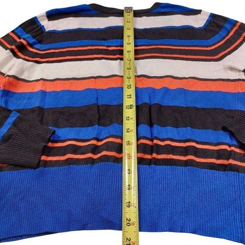WORTHINGTON Cardigan Sweater XL 40X20.5 White Blue Black STRIPED V-Neck New - Picture 5 of 10