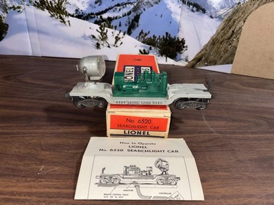 LIONEL 6520  GREEN GENERATOR SEARCH LIGHT CAR WITH  ORIGINAL BOX + INSTRUCTIONS