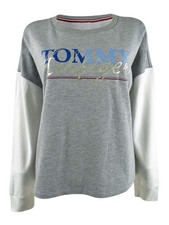 Tommy Hilfiger Women's Logo-Print Sweatshirt M, Stone Grey Heather