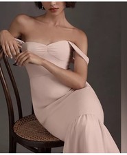 NWT BHLDN size 4 for Anthropologie Georgette dress in blush off shoulder