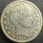 1916 Barber Quarter AU Little Toning Around Rim
